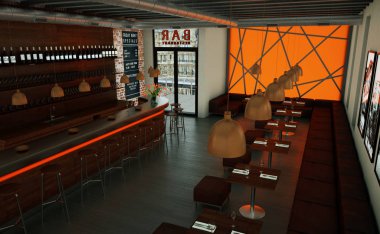 turuncu kahve Restoran ahşap mobilya ile kapalı