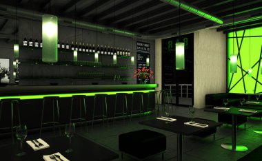 yeşil kahve Restoran ahşap mobilya ile kapalı