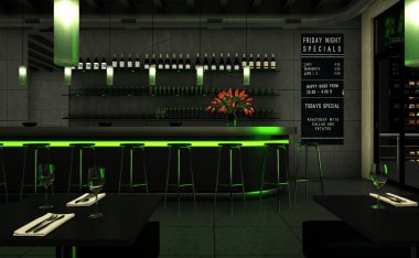 yeşil kahve Restoran ahşap mobilya ile kapalı