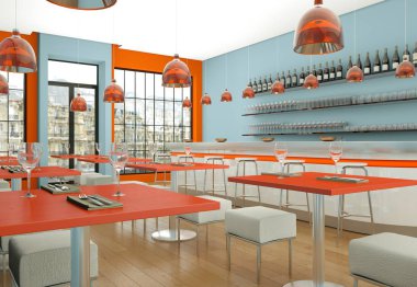 Modern kahve restoran mobilya ile kapalı