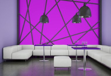 Modern violett kahve restoran mobilya ile kapalı