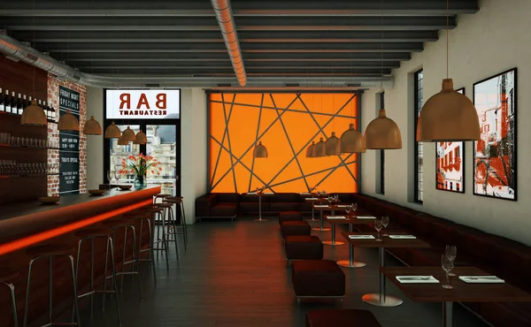 turuncu kahve Restoran ahşap mobilya ile kapalı