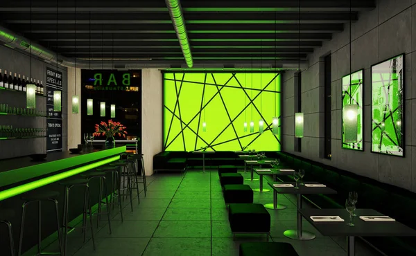 green coffee restaurant indoor with wooden furniture