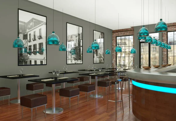 Modern kahve Restoran ahşap mobilya ile kapalı