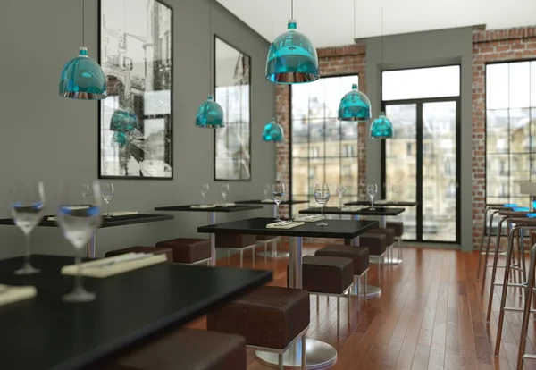 Modern kahve Restoran ahşap mobilya ile kapalı