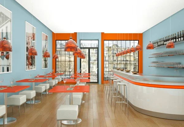 Moderno ristorante caffè interno con mobili — Foto Stock