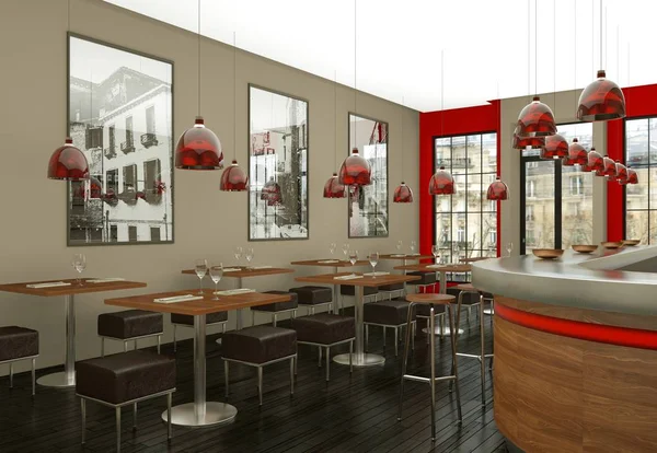 kahve Restoran ahşap mobilya ile kapalı