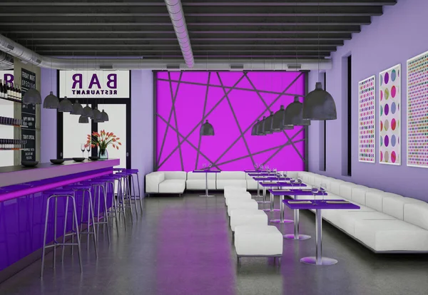 Modern violett kahve restoran mobilya ile kapalı