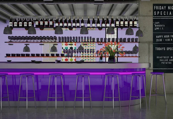 Modern violett kahve restoran mobilya ile kapalı