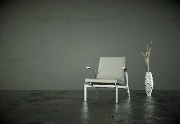Interior design bright room with grey armchair — Stock Photo, Image