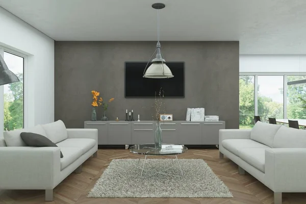 Moderno diseño interior brillante skandinavian sala de estar — Foto de Stock