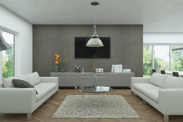 Modern bright skandinavian interior design living room Stock Picture