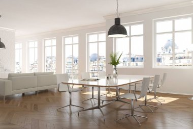 Modern parlak skandinavian iç tasarım diining Oda