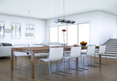 Modern beyaz oturma odası iç tasarım