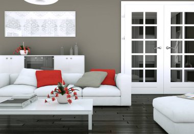 Modern aydınlık oturma odası iç tasarım