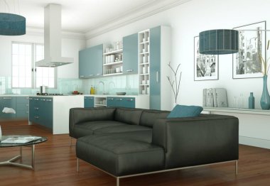 Modern aydınlık oturma odası iç tasarım