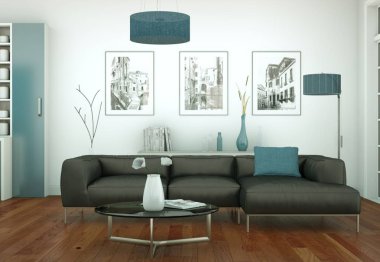 Modern aydınlık oturma odası iç tasarım