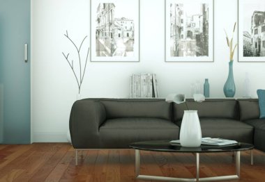 Modern aydınlık oturma odası iç tasarım