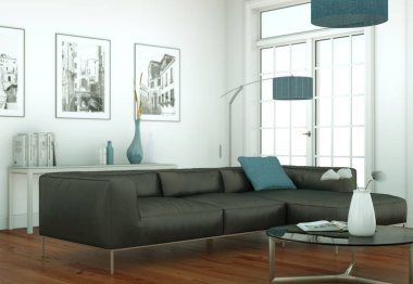 Modern aydınlık oturma odası iç tasarım