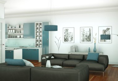 Modern aydınlık oturma odası iç tasarım