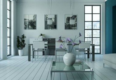 Modern aydınlık oturma odası iç tasarım