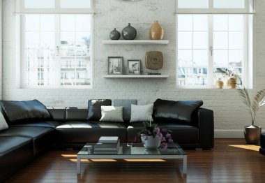 Modern aydınlık oturma odası iç tasarım