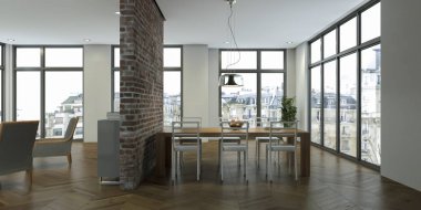 Modern aydınlık oturma odası iç tasarım