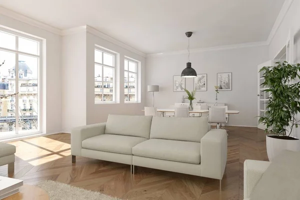 Modern bright skandinavian interior design living room — Stock Photo, Image