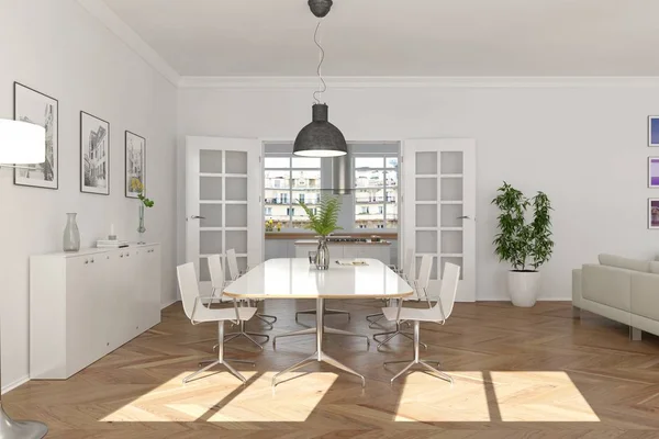 Moderno luminoso skandinavian interior design sala da pranzo — Foto Stock