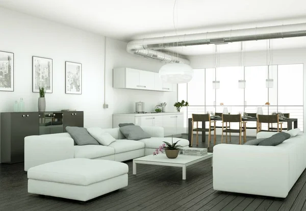 Moderne lichte woonkamer interieurdesign — Stockfoto