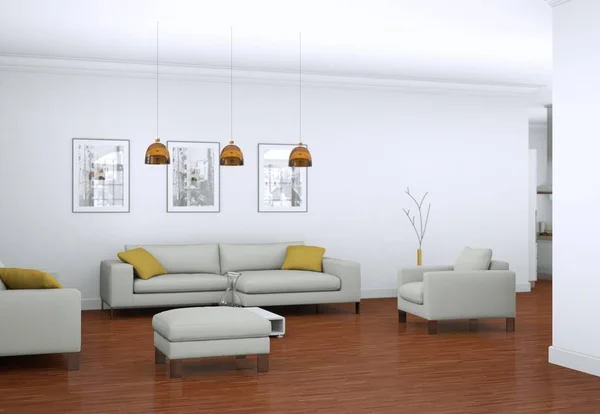 Moderno salón luminoso diseño interior — Foto de Stock