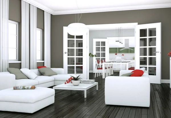 Modern Bright Living Room Interior Design Illustration — Stock Photo, Image