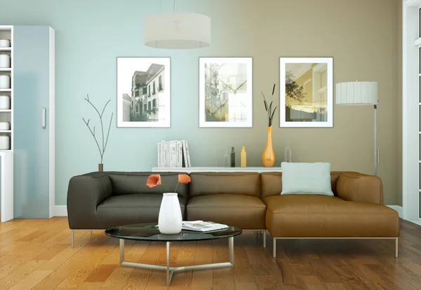 Moderno luminoso salotto interior design — Foto Stock