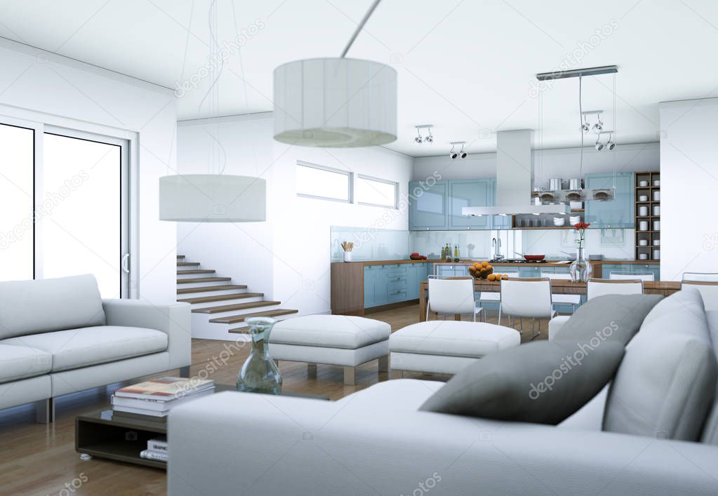 modern white living room interior design