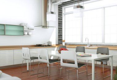 Modern aydınlık oturma odası iç tasarım kanepeler ve ahşap duvar ile