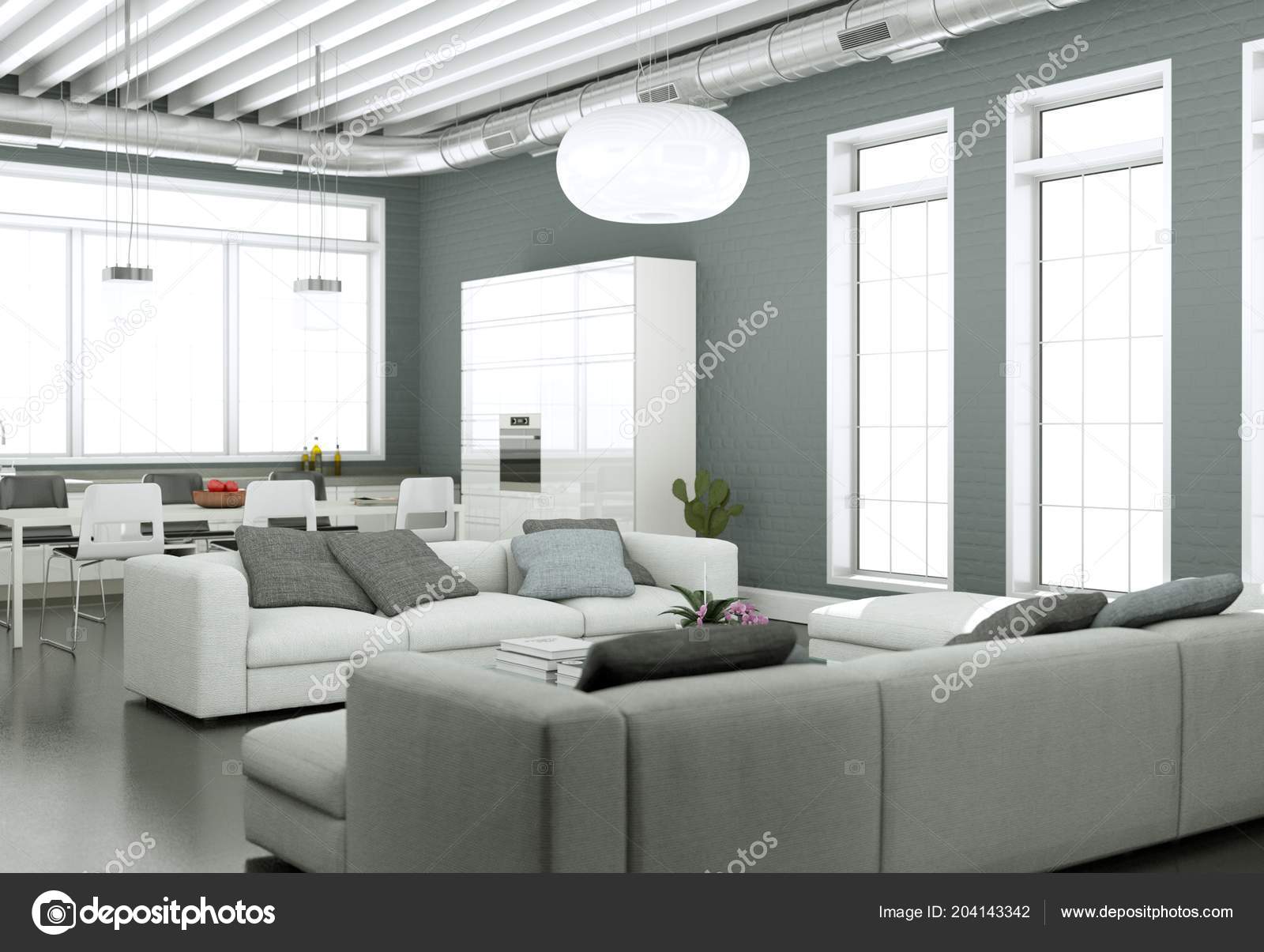 Fonkelnieuw Interieur van de moderne lichte woonkamer met sofa's en grijze TI-73