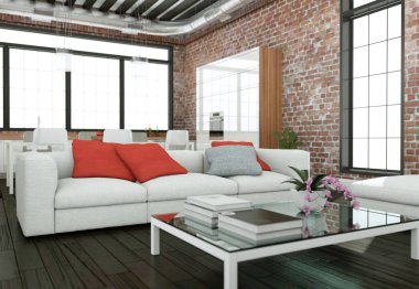 Modern parlak yaşam iç tasarım kanepeler ile Oda ve stonewall