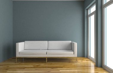 İç tasarım modern parlak oda beyaz kanepe