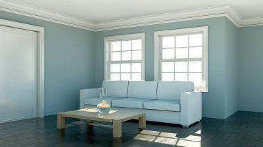 İç tasarım modern parlak oda beyaz kanepe