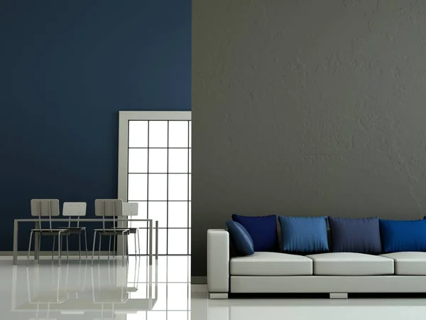 Interieur design moderne lichte kamer met witte Bank — Stockfoto