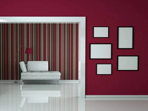 Interior design modern bright room with white sofa — Stock Photo, Image