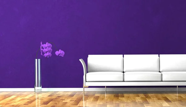 Interior design modern bright room with white sofa