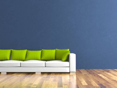 İç tasarım modern parlak oda beyaz kanepe