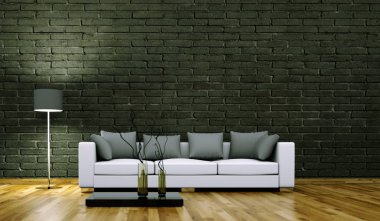İç tasarım modern parlak oda beyaz kanepe