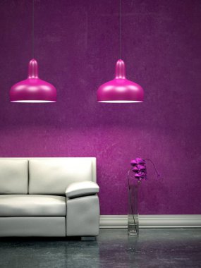 İç tasarım modern parlak oda beyaz kanepe