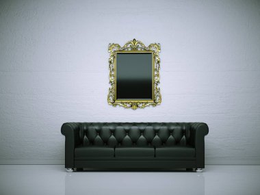 İç tasarım modern parlak Oda siyah kanepe