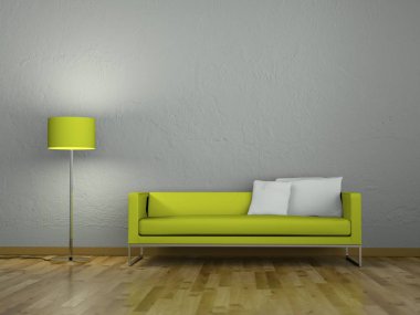 İç tasarım modern parlak Oda siyah kanepe