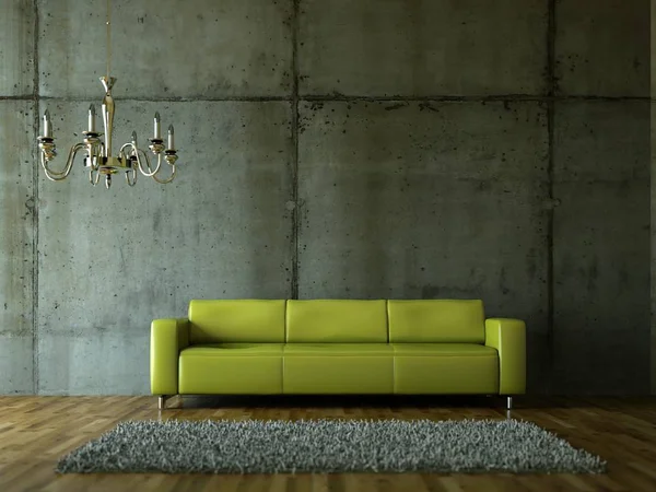 Habitación luminosa moderna de diseño interior con sofá negro —  Fotos de Stock