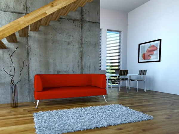 Inredning moderna ljusa rum med soffa — Stockfoto