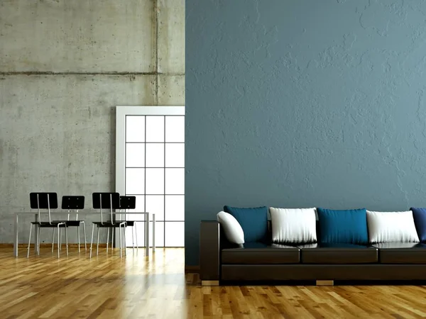 Interior design moderno camera luminosa con divano — Foto Stock